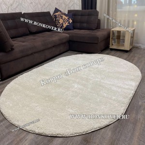 Длинноворсный Ковер Шагги Белый Овальный