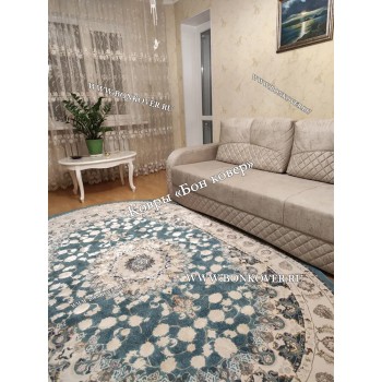 Турецкий Овальный Ковер Для гостиной New дизайн 99 Голубой