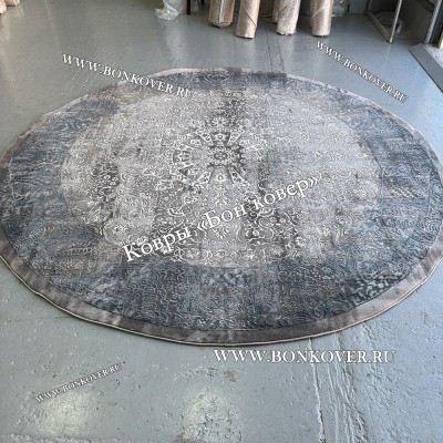 Турецкий Ковер Для Гостиной Дизайн 31 Синий с Серым Круг